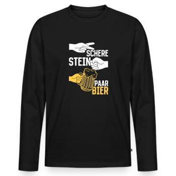 Schere, Stein, Paar, Bier - das perfekte Outfit - Männer Premium Bio Langarmshirt - Schwarz - Vorne - Nico (187cm)