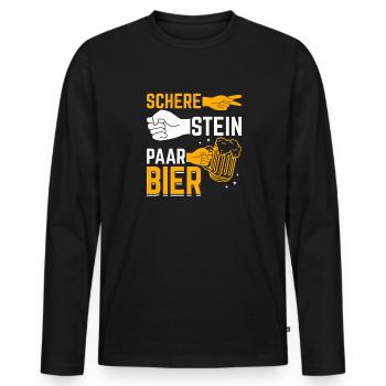 Schere, Stein, Paar, Bier - das perfekte Outfit - Männer Premium Bio Langarmshirt - Schwarz - Vorne - Nico (187cm)