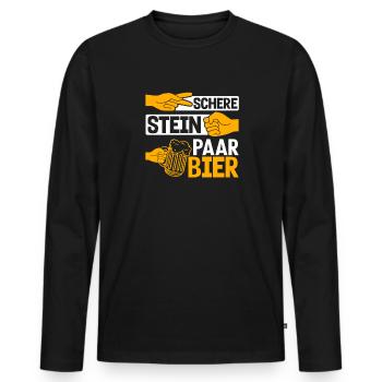 Schere, Stein, Paar, Bier - das perfekte Outfit - Männer Premium Bio Langarmshirt - Schwarz - Vorne - Nico (187cm)