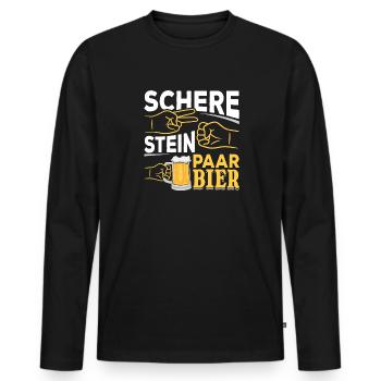 Schere, Stein, Paar, Bier - das perfekte Outfit - Männer Premium Bio Langarmshirt - Schwarz - Vorne - Nico (187cm)