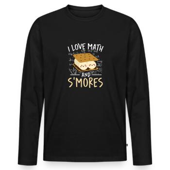 J’adore les maths et les smores écoliers guimauve cam - T-shirt manches longues Premium bio Homme - noir - Devant - Nico (187cm)