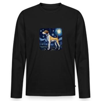 American Foxhound Van gogh starry night - Men's Premium Organic Long Sleeve Shirt - black - Front - Nico (187cm)