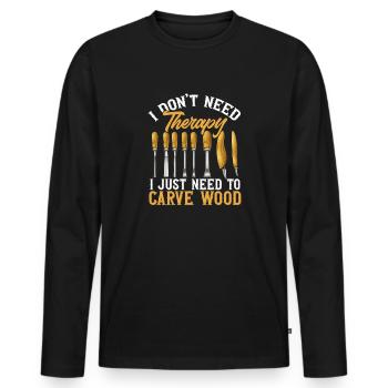 Charpentier sculpteur sur bois - T-shirt manches longues Premium bio Homme - noir - Devant - Nico (187cm)