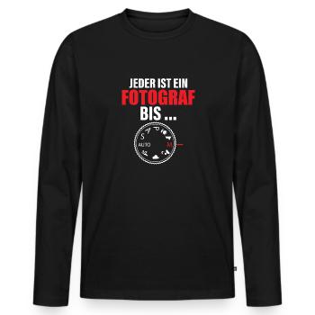 Fotograf Foto Kamera - Männer Premium Bio Langarmshirt - Schwarz - Vorne - Nico (187cm)