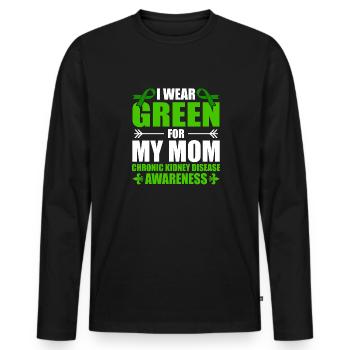 Je porte du vert pour les maladies chroniques de ma mère - T-shirt manches longues Premium bio Homme - noir - Devant - Nico (187cm)