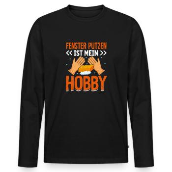 Fenster putzen ist mein Hobby - Männer Premium Bio Langarmshirt - Schwarz - Vorne - Nico (187cm)