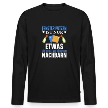 Fenster putzen - Männer Premium Bio Langarmshirt - Schwarz - Vorne - Nico (187cm)