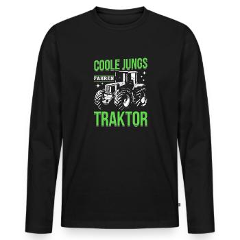Coole Jungs fahren Traktor für jeden Traktorfan - Männer Premium Bio Langarmshirt - Schwarz - Vorne - Nico (187cm)