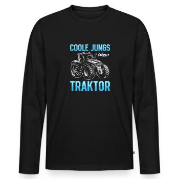 Coole Jungs fahren Traktor für jeden Traktorfan - Männer Premium Bio Langarmshirt - Schwarz - Vorne - Nico (187cm)