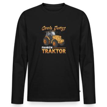 Coole Jungs fahren Traktor für jeden Traktorfan - Männer Premium Bio Langarmshirt - Schwarz - Vorne - Nico (187cm)