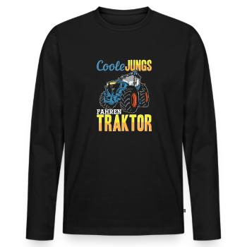 Coole Jungs fahren Traktor für jeden Traktorfan - Männer Premium Bio Langarmshirt - Schwarz - Vorne - Nico (187cm)