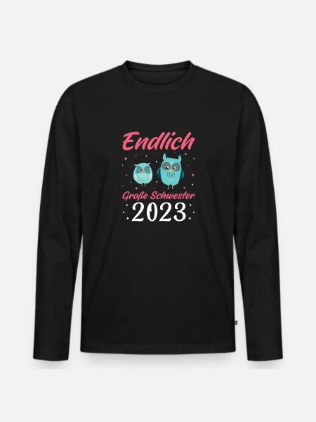 Große Schwester 2023 Geschenk - Männer Premium Bio Langarmshirt - Schwarz