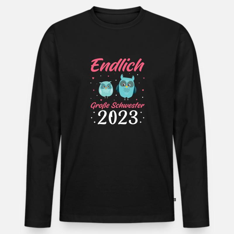 Große Schwester 2023 Geschenk - Männer Premium Bio Langarmshirt - Schwarz