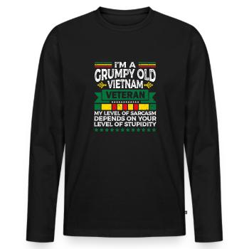 Unterschätze Niemals Einen Alten Mann, Der Auch - Männer Premium Bio Langarmshirt - Schwarz - Vorne - Nico (187cm)