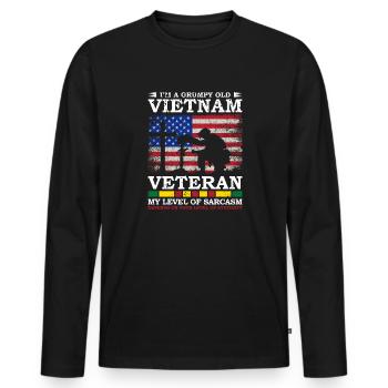 Unterschätze Niemals Einen Alten Mann, Der Auch - Männer Premium Bio Langarmshirt - Schwarz - Vorne - Nico (187cm)