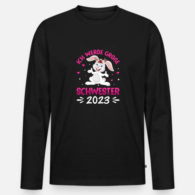 Ich werde große Schwester 2023 - Männer Premium Bio Langarmshirt - Schwarz
