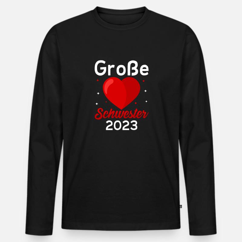 Schwester 2023 Geschenk Kinder - Männer Premium Bio Langarmshirt - Schwarz