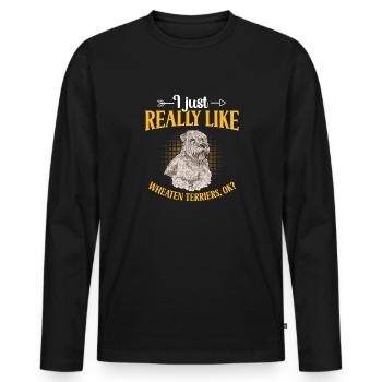 Irish Soft Coated Wheaten Terrier - Männer Premium Bio Langarmshirt - Schwarz - Vorne - Nico (187cm)