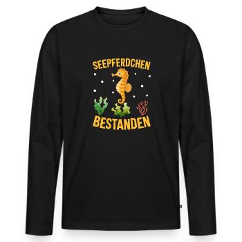 Seepferdchen bestanden - Männer Premium Bio Langarmshirt - Schwarz - Vorne - Nico (187cm)