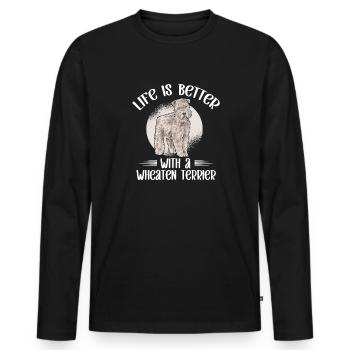 Irish Soft Coated Wheaten Terrier - Männer Premium Bio Langarmshirt - Schwarz - Vorne - Nico (187cm)