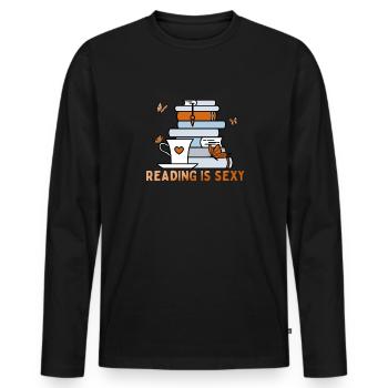 La lecture est sexy amoureux des livres introverti - T-shirt manches longues Premium bio Homme - noir - Devant - Nico (187cm)