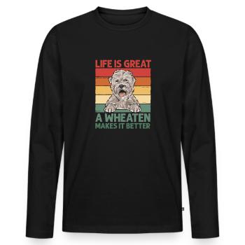 Irish Soft Coated Wheaten Terrier - Männer Premium Bio Langarmshirt - Schwarz - Vorne - Nico (187cm)