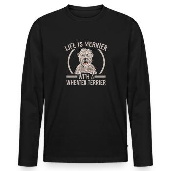 Irish Soft Coated Wheaten Terrier - Männer Premium Bio Langarmshirt - Schwarz - Vorne - Nico (187cm)