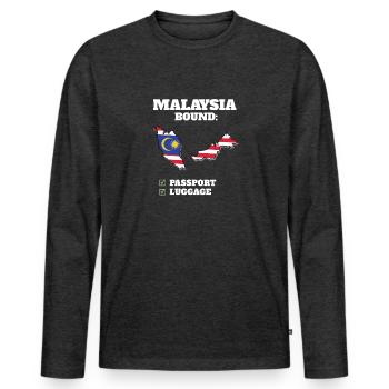 Voyage à destination de la Malaisie Drapeau malaisien - T-shirt manches longues Premium bio Homme - anthracite chiné - Devant - Nico (187cm)