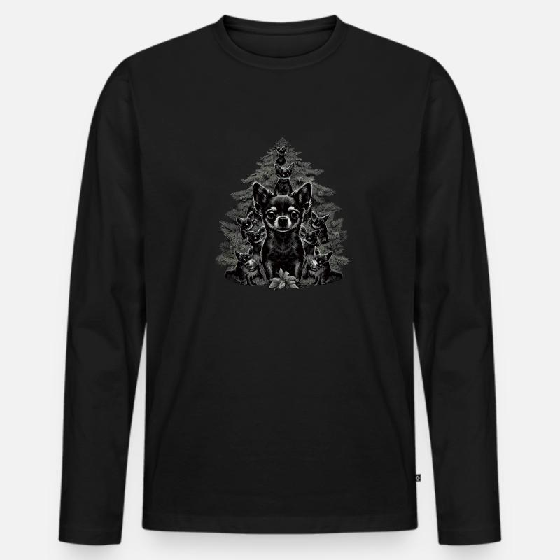 Chihuahua | Weihnachten | Weihnachtsbaum | - Männer Premium Bio Langarmshirt - Schwarz