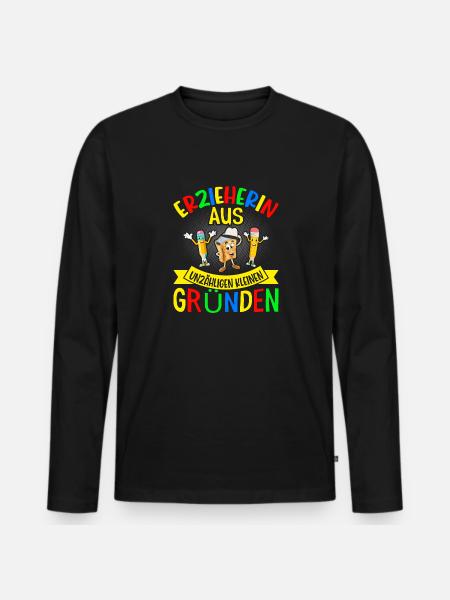Erzieherin Abschiedsgeschenkidee - Männer Premium Bio Langarmshirt - Schwarz