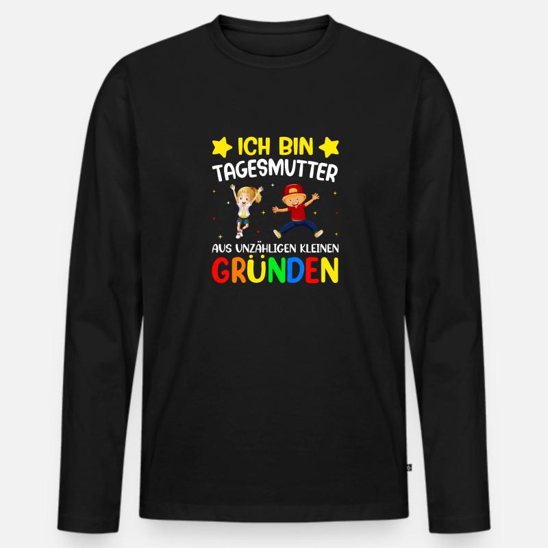 Tagesmutter Abschied - Männer Premium Bio Langarmshirt - Schwarz