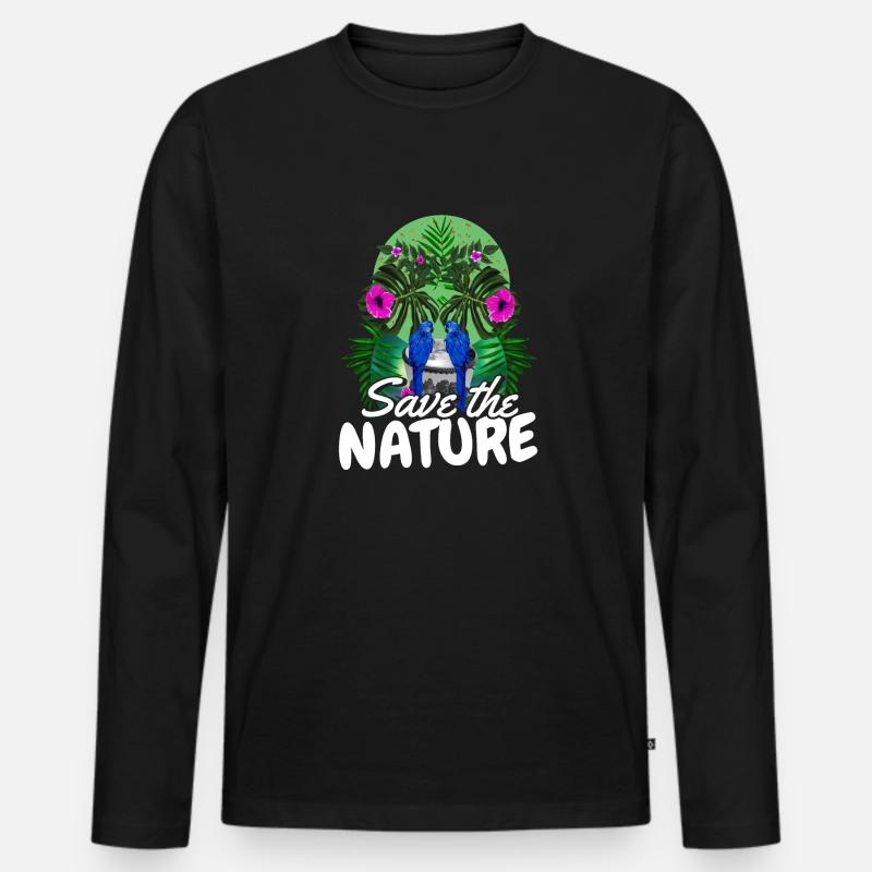 Save the Nature - Männer Premium Bio Langarmshirt - Schwarz