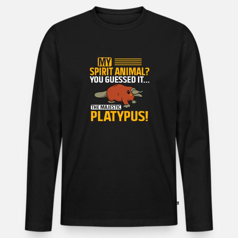 Platypus Schnabeltier - Männer Premium Bio Langarmshirt - Schwarz
