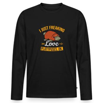 Platypus Schnabeltier - Männer Premium Bio Langarmshirt - Schwarz - Vorne - Nico (187cm)