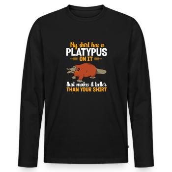 Platypus Schnabeltier - Männer Premium Bio Langarmshirt - Schwarz - Vorne - Nico (187cm)