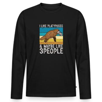 Platypus Schnabeltier - Männer Premium Bio Langarmshirt - Schwarz - Vorne - Nico (187cm)