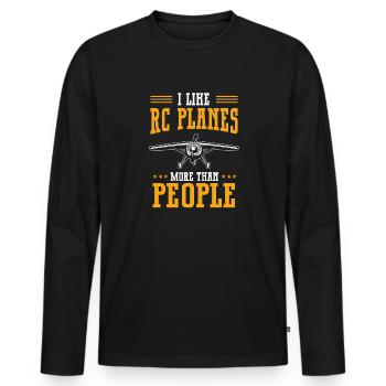 Remote Controlled Airplane Model Airplane - Men's Premium Organic Long Sleeve Shirt - black - Front - Nico (187cm)