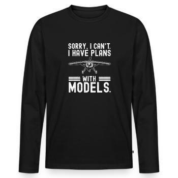 Remote Controlled Airplane Model Airplane - Men's Premium Organic Long Sleeve Shirt - black - Front - Nico (187cm)