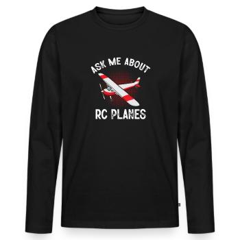 Remote Controlled Airplane Model Airplane - Men's Premium Organic Long Sleeve Shirt - black - Front - Nico (187cm)
