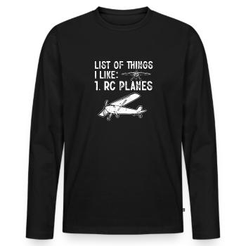 Remote Controlled Airplane Model Airplane - Men's Premium Organic Long Sleeve Shirt - black - Front - Nico (187cm)