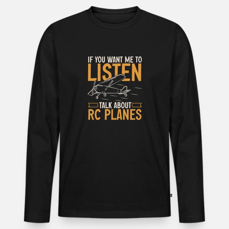 Ferngesteuertes Flugzeug Modellflugzeug - Männer Premium Bio Langarmshirt - Schwarz