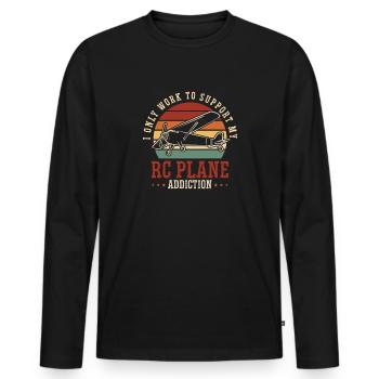 Remote Controlled Airplane Model Airplane - Men's Premium Organic Long Sleeve Shirt - black - Front - Nico (187cm)