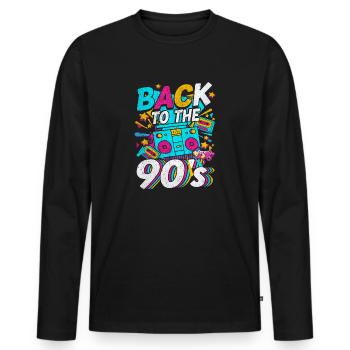 90er Jahre Mottoparty Back to the 90's Girl - Männer Premium Bio Langarmshirt - Schwarz - Vorne - Nico (187cm)