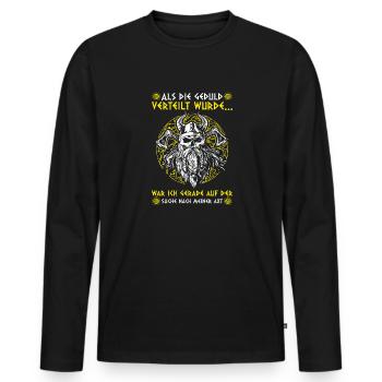 Als die Geduld verteilt wurde - Wikinger - Männer Premium Bio Langarmshirt - Schwarz - Vorne - Nico (187cm)