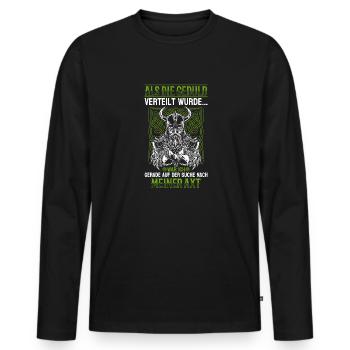Als die Geduld verteilt wurde - Wikinger - Männer Premium Bio Langarmshirt - Schwarz - Vorne - Nico (187cm)