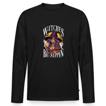 Sorcières être Sippin' Drôle Halloween Party Sorcière - T-shirt manches longues Premium bio Homme - noir - Devant - Nico (187cm)
