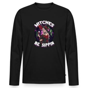 Sorcières être Sippin' Drôle Halloween Party Sorcière - T-shirt manches longues Premium bio Homme - noir - Devant - Nico (187cm)
