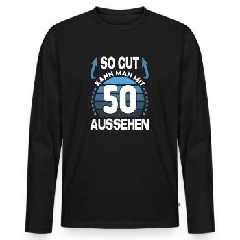 Geburtstag 50 Jahre So gut aussehen Retro Vintage - Männer Premium Bio Langarmshirt - Schwarz - Vorne - Nico (187cm)