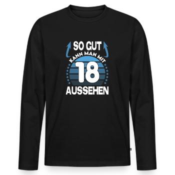 Geburtstag 18 Jahre So gut aussehen Retro Vintage - Männer Premium Bio Langarmshirt - Schwarz - Vorne - Nico (187cm)