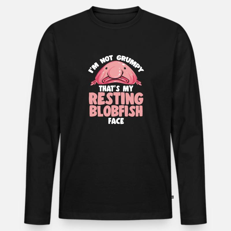 Blobfisch - Männer Premium Bio Langarmshirt - Schwarz